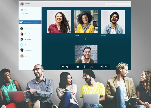 Video Chat kapcsolat fogalma — Stock Fotó