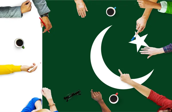 Pakistan National Flag Business Team at Meeting Concept — Stock Photo, Image