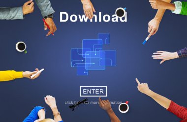 Üzerinde işaret eden iş adamları indir