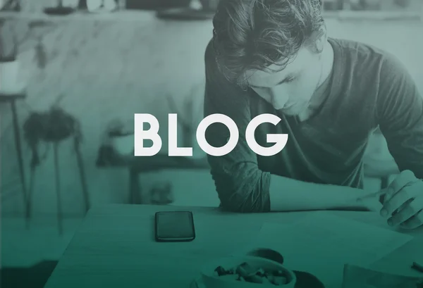Man and Blog Homepage Concept — Stock Photo, Image
