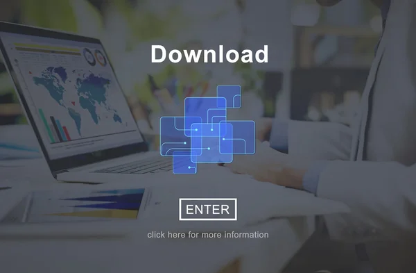 Download text, Online Website Technology Concept — Stock Photo, Image