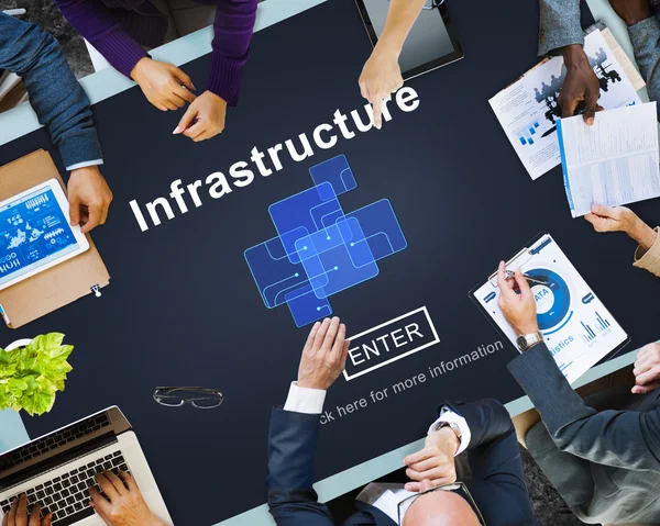 Mensen uit het bedrijfsleven wijzen op infrastructuur Concept — Stockfoto