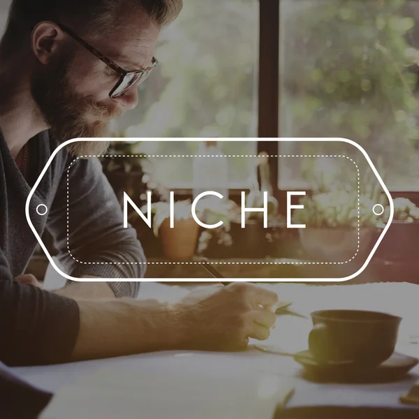 Man and word niche concept — Stock Photo, Image