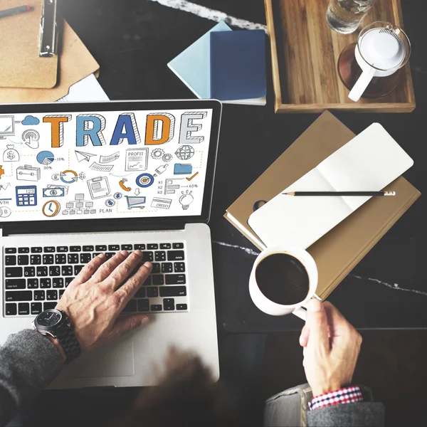 Man using laptop at his work place, working process — Stock Photo, Image