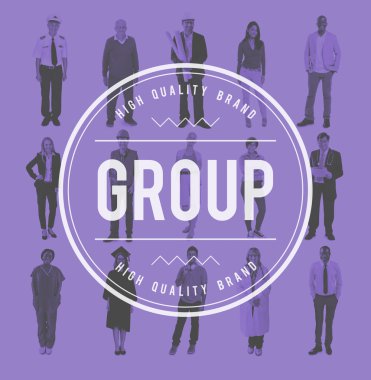 Grup çok ırklı çeşitli meslek insan