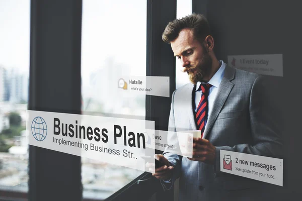 Man en Business Plan strategie visie Concept — Stockfoto