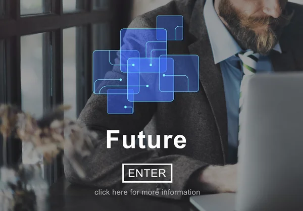 Homem e futuro conceito de tecnologia on-line — Fotografia de Stock