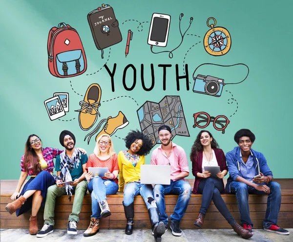 Groupe de personnes et de jeunes Jeune Adolescents Concept — Photo