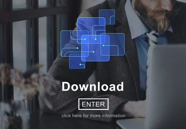 Man and  Download Online Concept — Stock Photo, Image