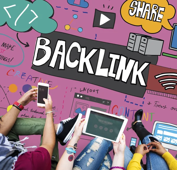 Pessoas e Backlink Hyperlink Internet Concept — Fotografia de Stock