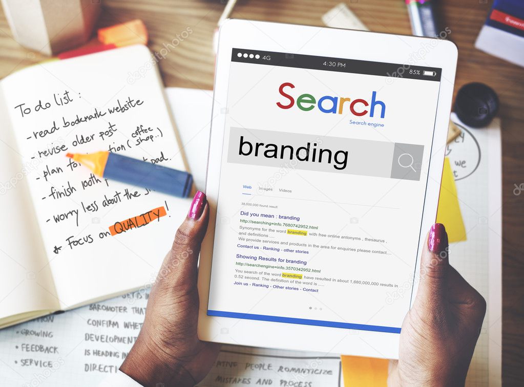 Laptop Connection Search.With text: branding.SEO Network Concept