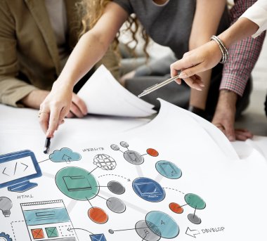 Poster ve işlem çalışma tasarımcılar