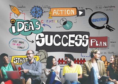 çeşitlilik arkadaşlar başarı ile duvarının yakınında