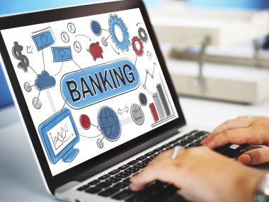 laptop ekranında bankacılık ile