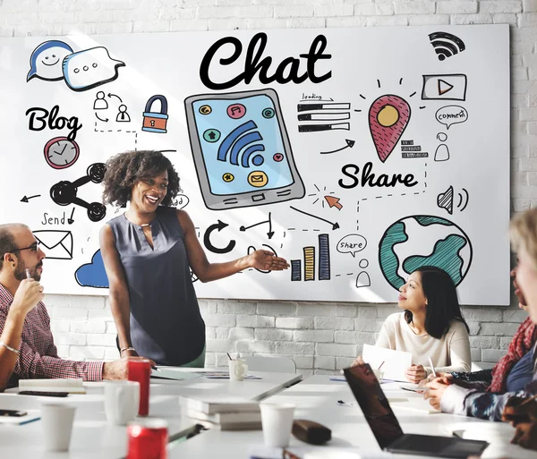 Business meeting with chat — Stock Photo, Image