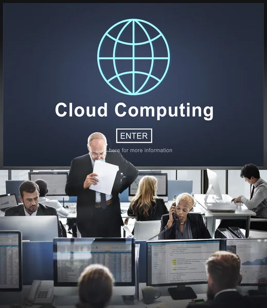 Pracowników firmy i cloud computing — Zdjęcie stockowe