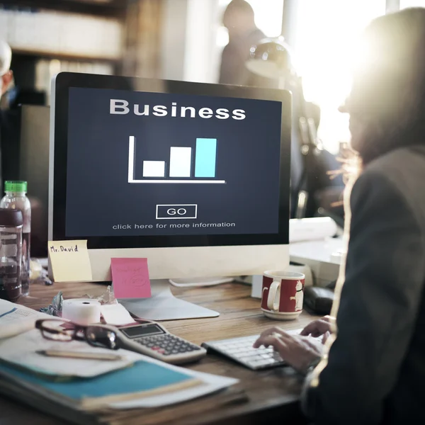 Business on monitor Concept — Stock Photo, Image