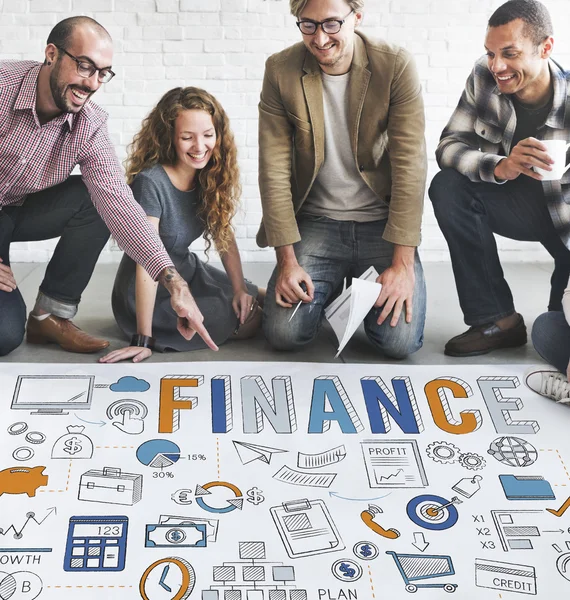 Designers working with poster and finance — Stock Photo, Image