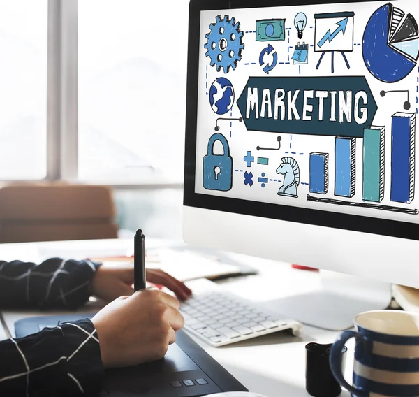 Moniteur avec concept Marketing — Photo