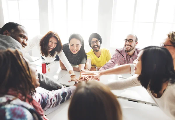 Cheerful Team Join Hands — Stock Photo, Image