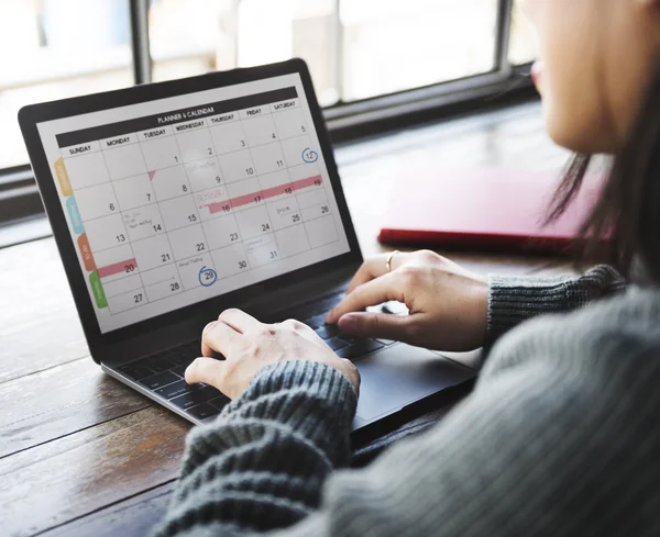 Vrouw en Planner organisator — Stockfoto