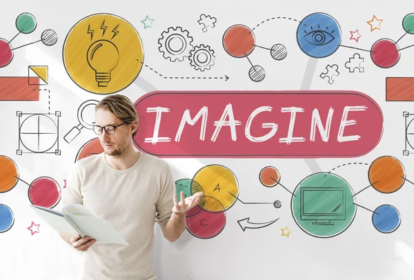 Geschäftsmann arbeitet mit Imagine — Stockfoto