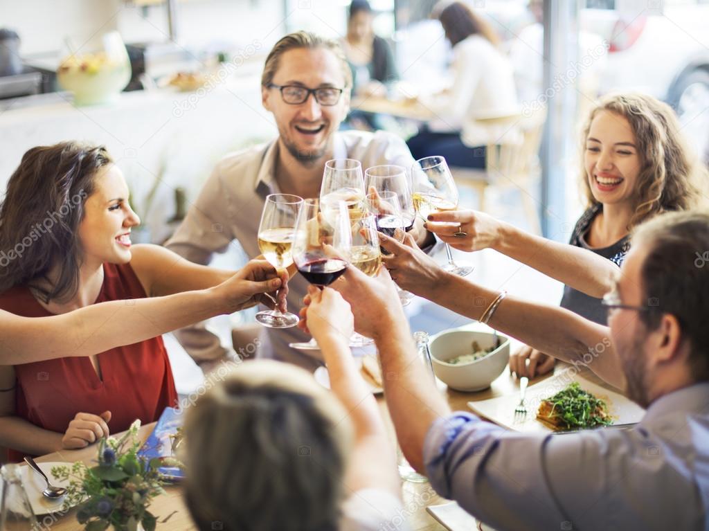  People cheers with glasses 