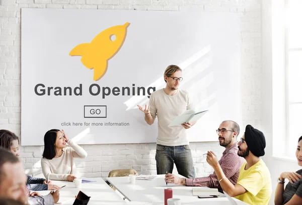 Business meeting with Grand Opening — Stock Photo, Image