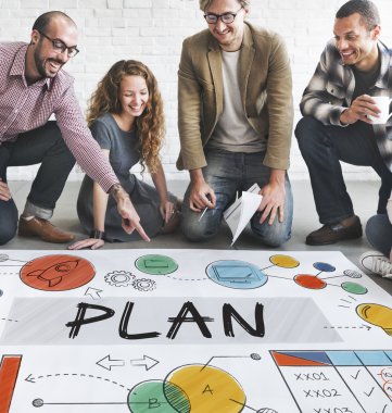 Poster ve planı çalışma tasarımcılar