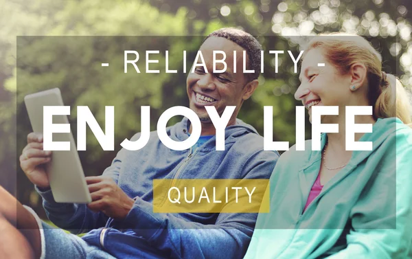 Spolehlivost užívat života a kvality znamení — Stock fotografie