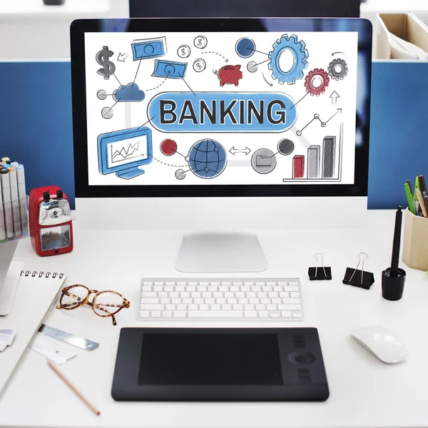 Banking on monitor computer — Stock Photo, Image