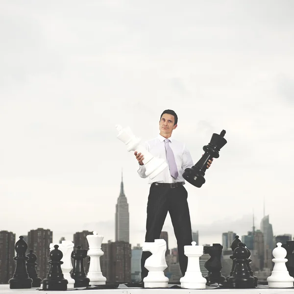 Businessman with chess Concept — Stock Photo, Image