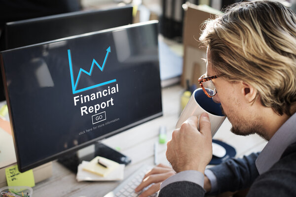 financial report on monitor Concept