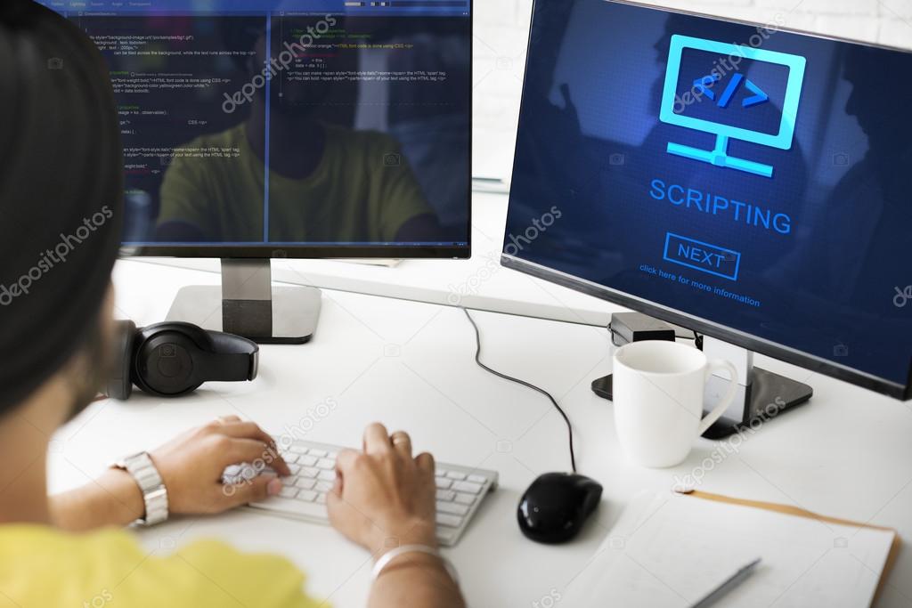 Businessman working on computer