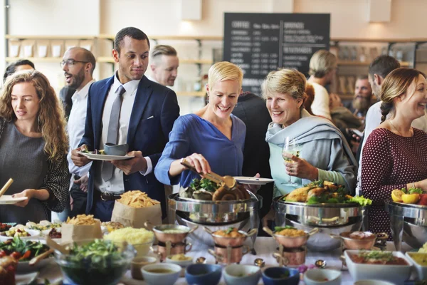 People with cups and plates — Stock Photo, Image