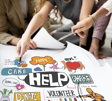 Poster ve yardım çalışma tasarımcılar