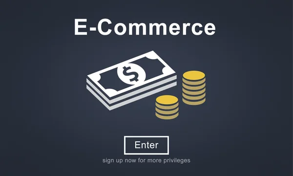 Modelo com conceito de e-commerce — Fotografia de Stock