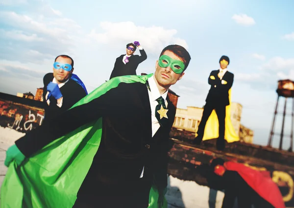 Businessmen in Superhero costumes — Stock Photo, Image