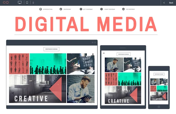 Digitális médiatartalmak hálózati koncepció — Stock Fotó