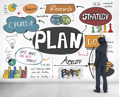 Grafik duvarda yazılı iş adamı