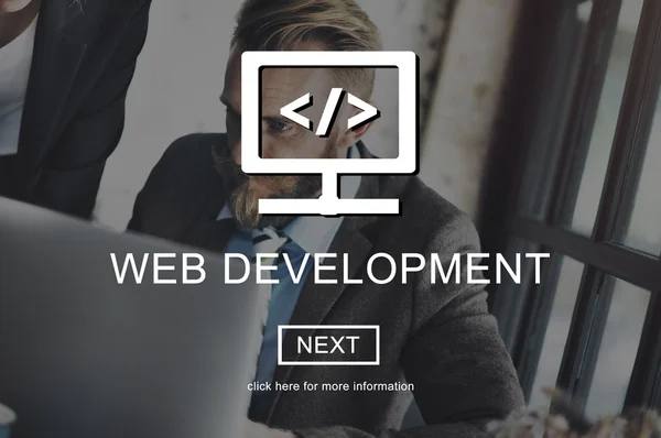 Geschäftsmann arbeiten und Web-Entwicklung — Stockfoto