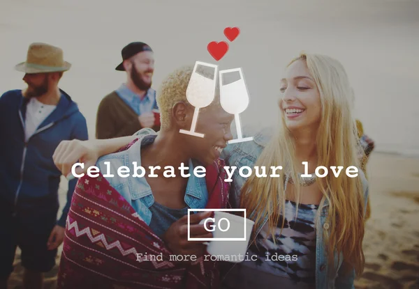 Mensen met uw liefde tekst Celebrate — Stockfoto