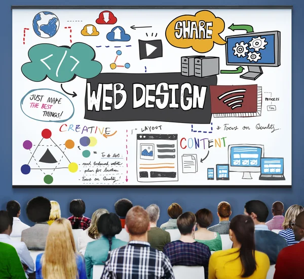 Persone al seminario e Web Design Concept — Foto Stock