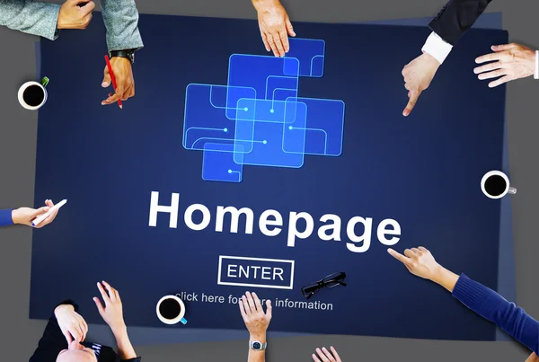 Business People Pointing on Homepage — Stock Photo, Image