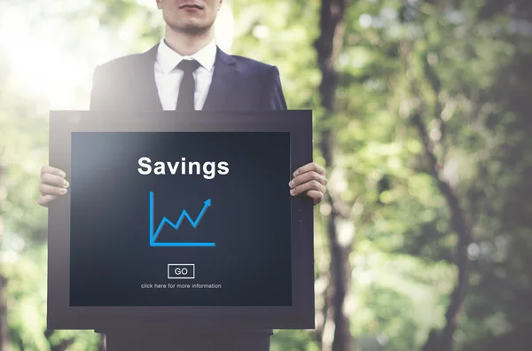 Man and Savings Orçamento Ativos Conceito — Fotografia de Stock