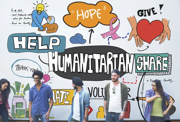 Studenten en humanitaire hulp — Stockfoto