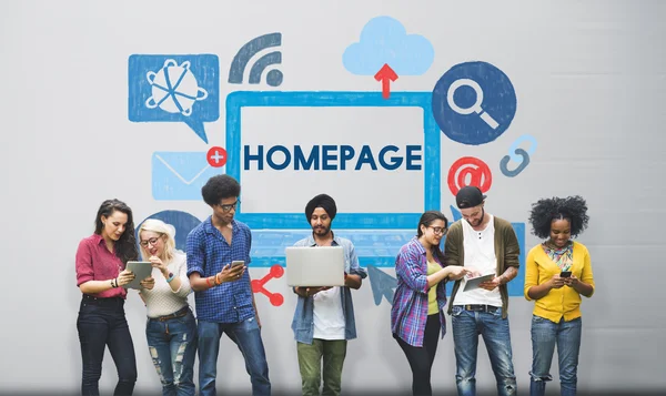 College students and homepage — Stock Photo, Image