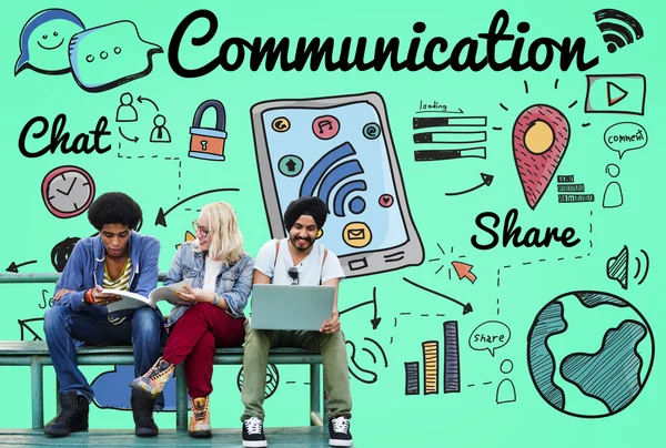 Étudiants et communication — Photo