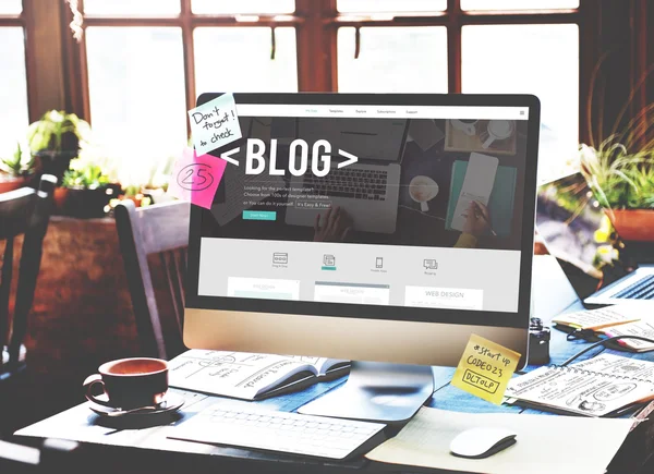 Blog Blogging honlapon szociális koncepció — Stock Fotó