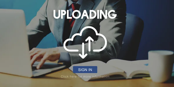 Man and Uploading Upload Data Concept — Stock Photo, Image